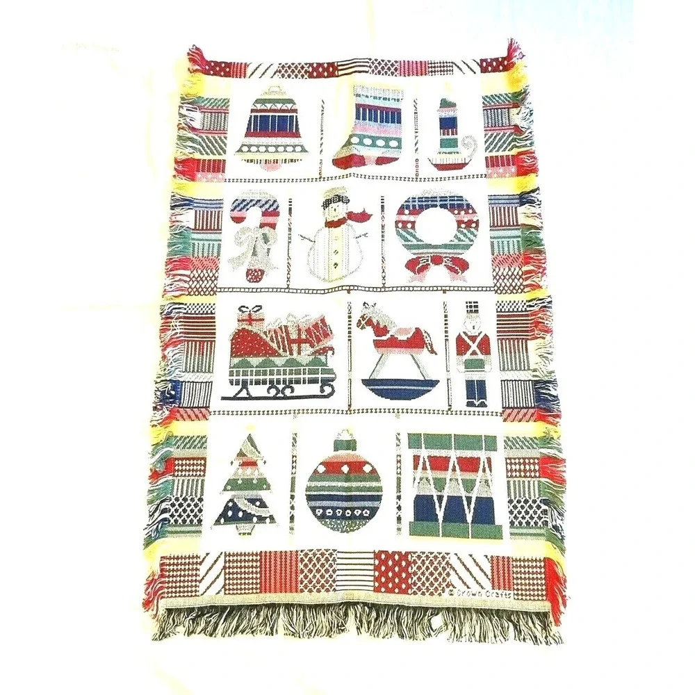 Christmas Tapestry by Crown Crafts Woven Wall Hanging Art 42 L x 27 W
